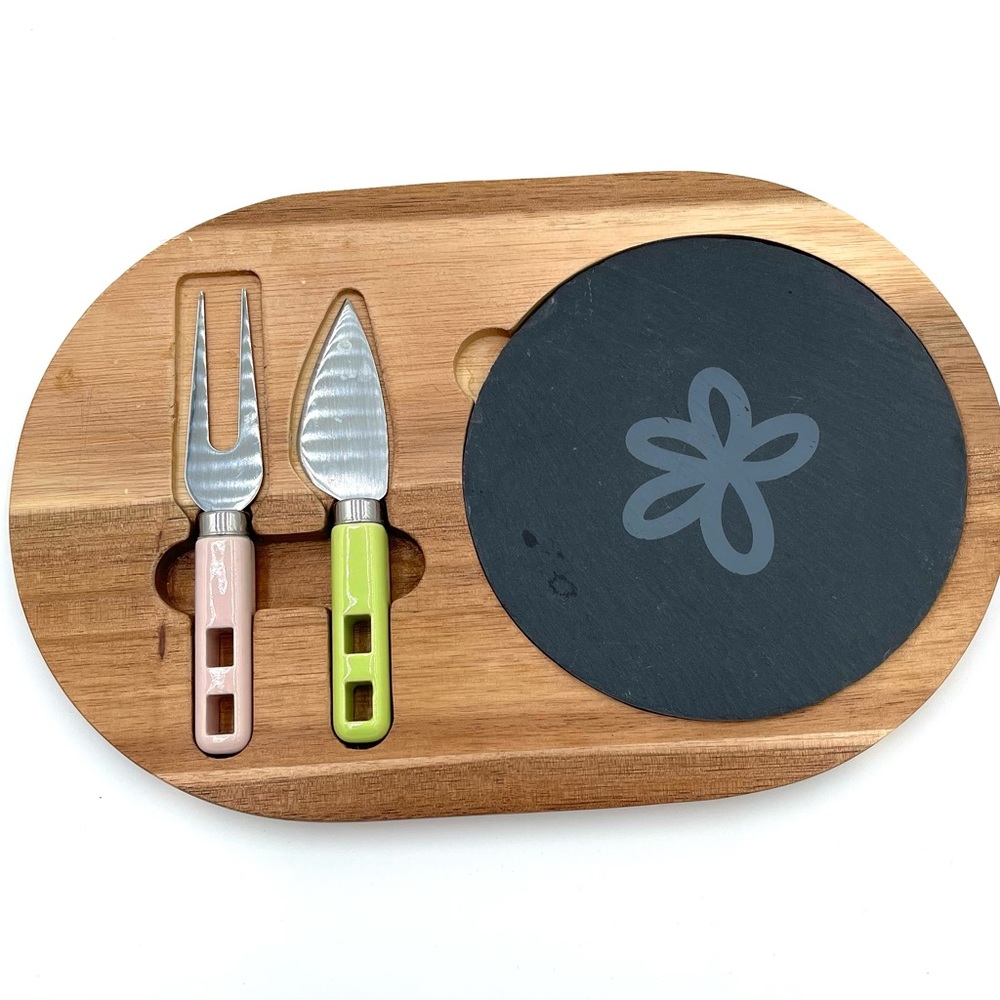 Matilda Jane Gourmet Cheese Cutting Board Tray with Cutting Knife and Fork